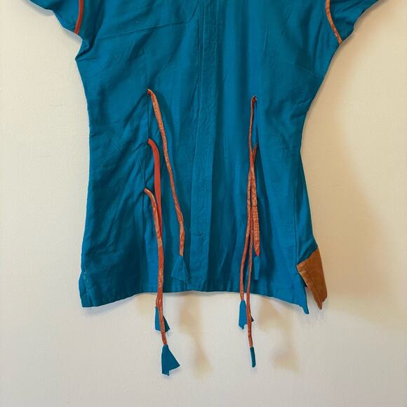 Indian Kaftan 8 short sleeve blouse traditional formal metallic crystal green - Picture 7 of 7